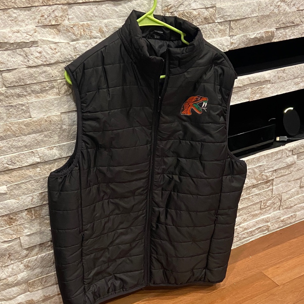 Black Quilted Vest FAMU Rattlers football Men’s XL #1